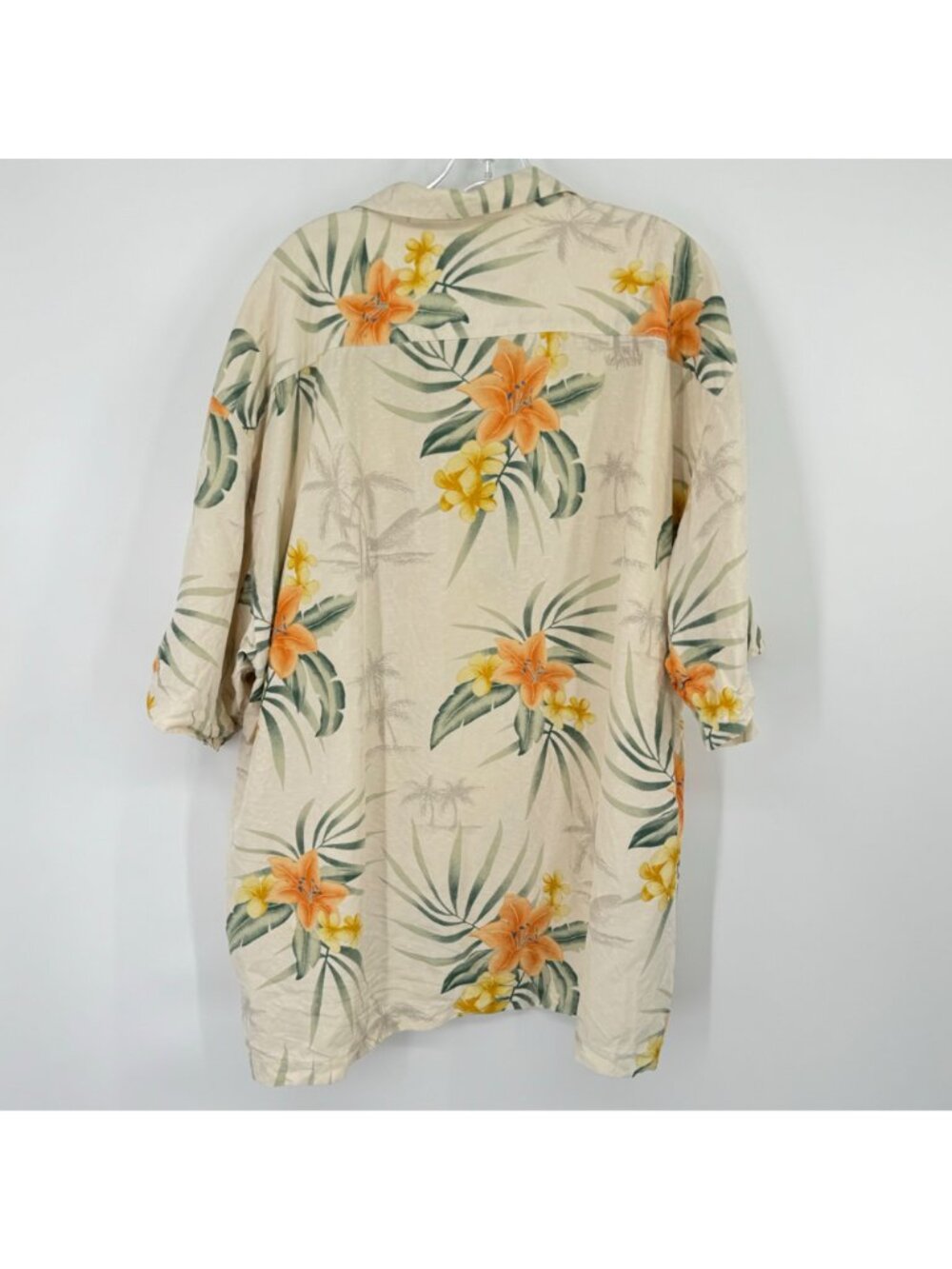 Eagle dry goods Mens Tropical Hawaiian Shirt XXL Silk Beige yellow Floral Print - Picture 8 of 10